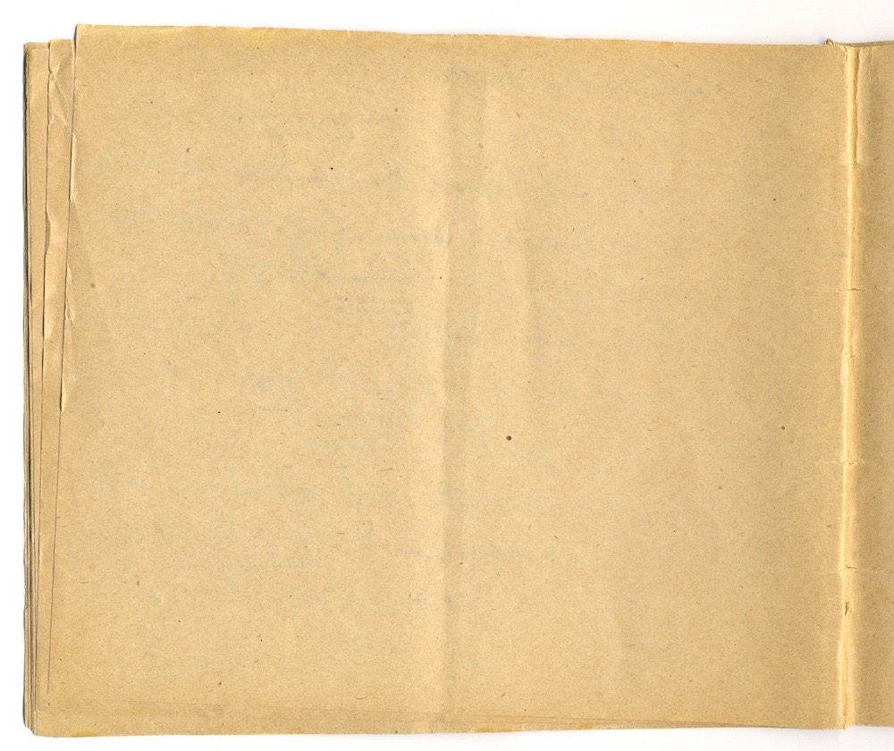 1:a majtal i Nora 1910. – Sida 56 - Klicka för bild i full storlek.
En inskannad tom sida från ett gulnat häfte.