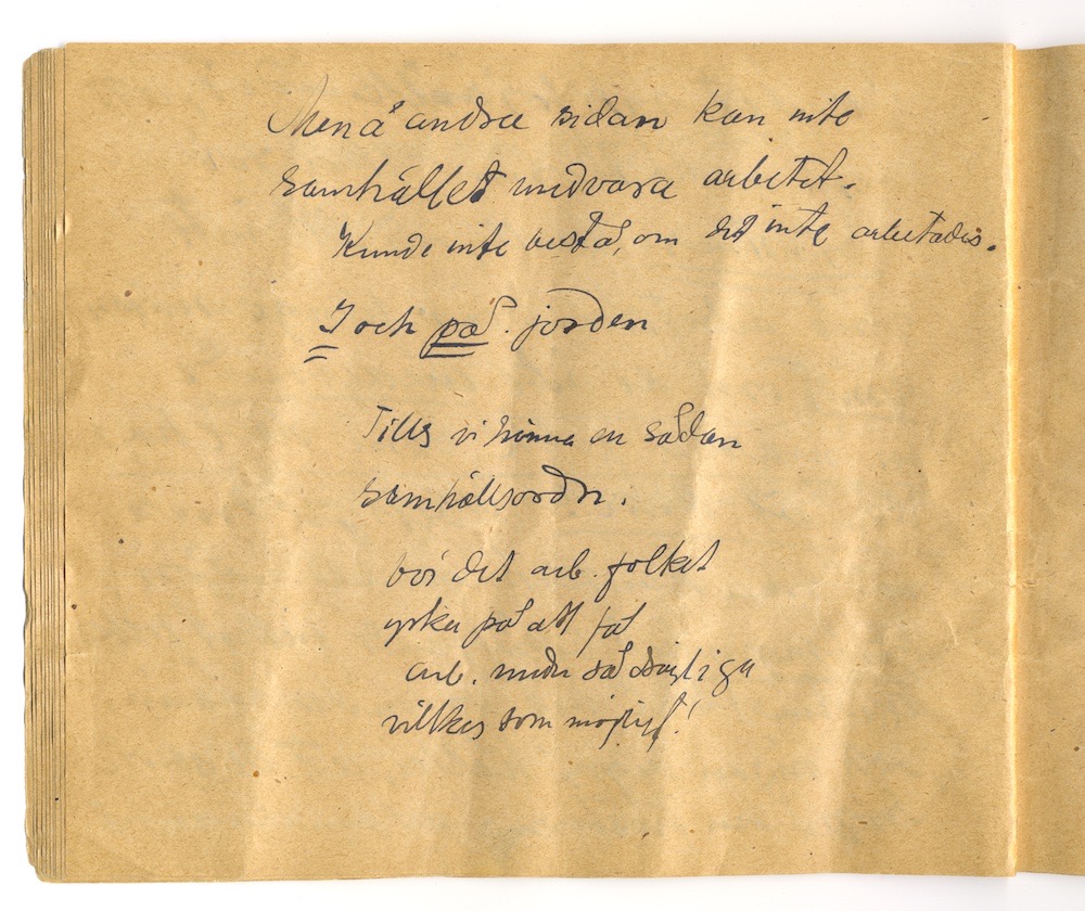 Tal i Askersund från den 8 maj 1910. – Sida 20 - Klicka för bild i full storlek.
En inskannad sida från ett gulnat häfte med text i blyerts och svart bläck.