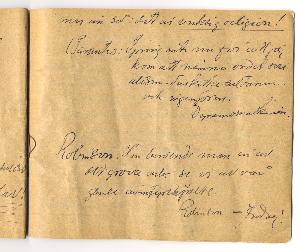 Tal i Askersund från den 8 maj 1910. – Sida 27 - Klicka för bild i full storlek.
En inskannad sida från ett gulnat häfte med text i svart bläck.