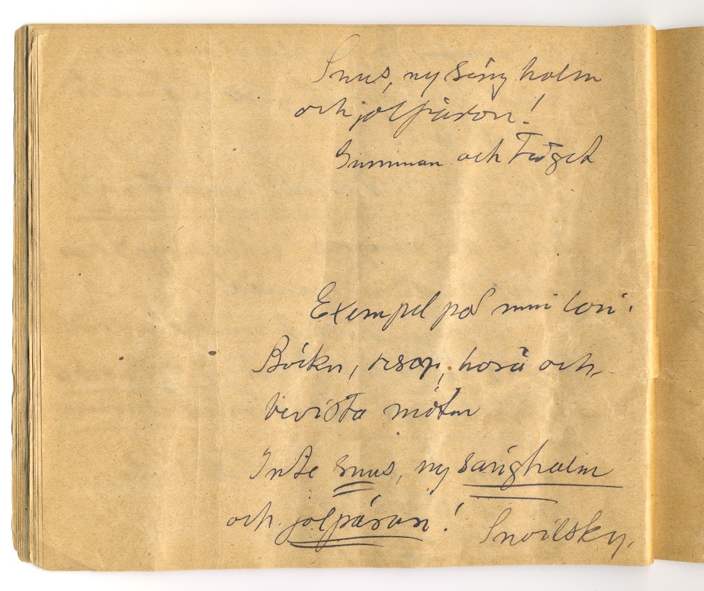 Tal i Askersund från den 8 maj 1910. – Sida 34 - Klicka för bild i full storlek.
En inskannad sida från ett gulnat häfte med text i blyerts.