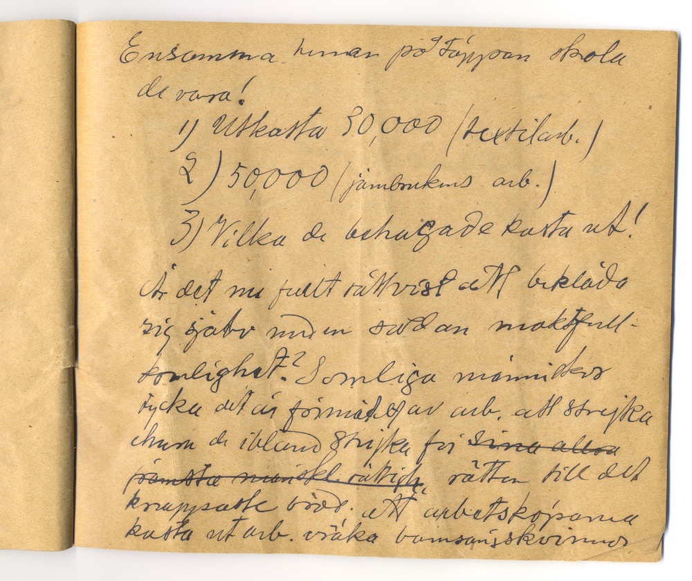 Tal i Askersund från den 8 maj 1910. – Sida 43 - Klicka för bild i full storlek.
En inskannad sida från ett gulnat häfte med text i svart bläck.