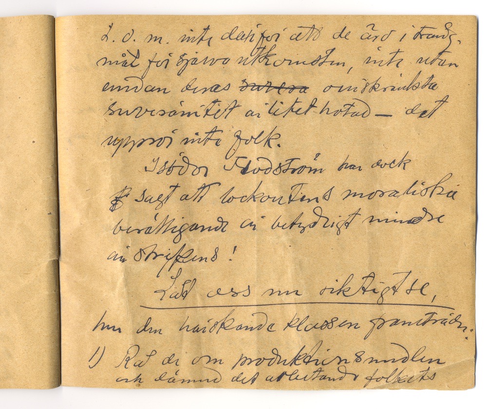 Tal i Askersund från den 8 maj 1910. – Sida 45 - Klicka för bild i full storlek.
En inskannad sida från ett gulnat häfte med text i svart bläck.