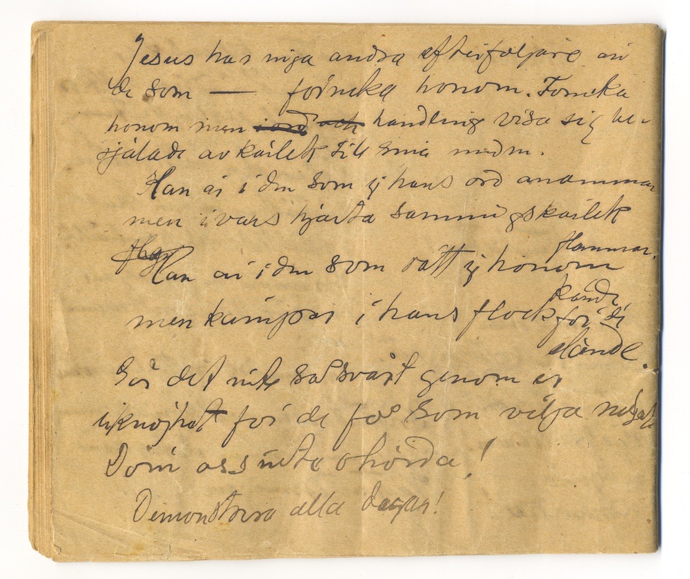 Tal i Askersund från den 8 maj 1910. – Sida 52 - Klicka för bild i full storlek.
Den inskannade sista sidan från ett gulnat häfte.